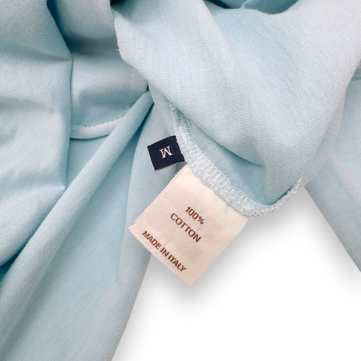 THOM SWEENEY COTTON LONG SLEEVE POLO SHIRT ICE BLUE M