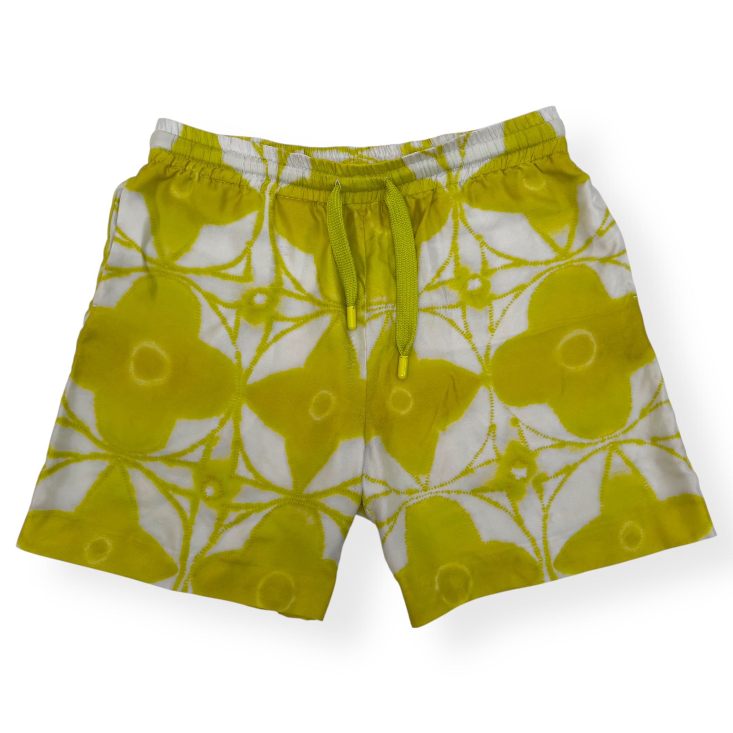 LOUIS VUITTON SHIBORI SILK SHORTS YELLOW XL