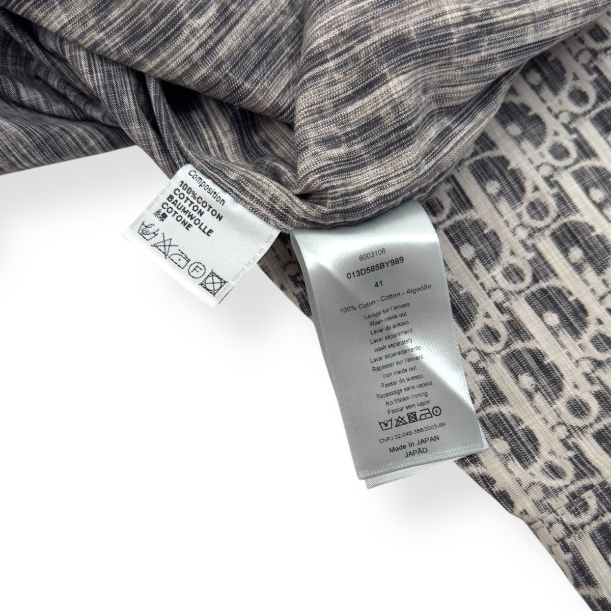 DIOR OBLIQUE KASURI COTTON DENIM SHIRT BLACK / WHITE 41 / L