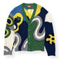 KENZO PARIS V-NECK ABSTRACT CARDIGAN GREEN / YELLOW L