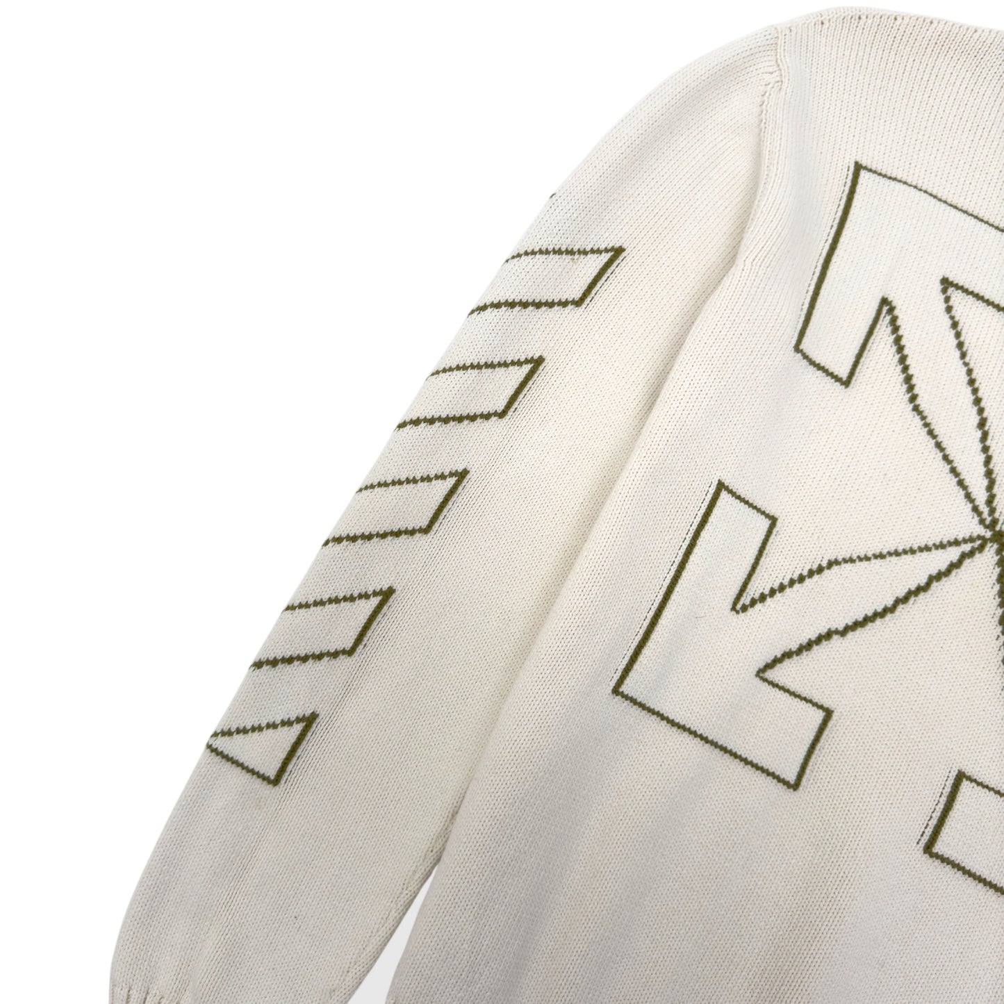 OFF-WHITE ARROW DIAG OUTLINE KNITTED SWEATER TOFU / GREEN XL