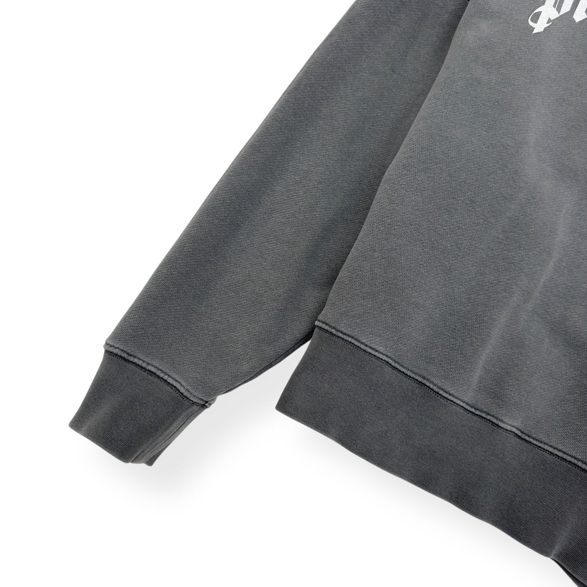 PALM ANGELS CURVED LOGO SWEATSHIRT GREY / WHITE S