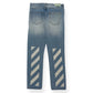 OFF-WHITE BLEACHED DENIM JEANS BLUE / WHITE W34”