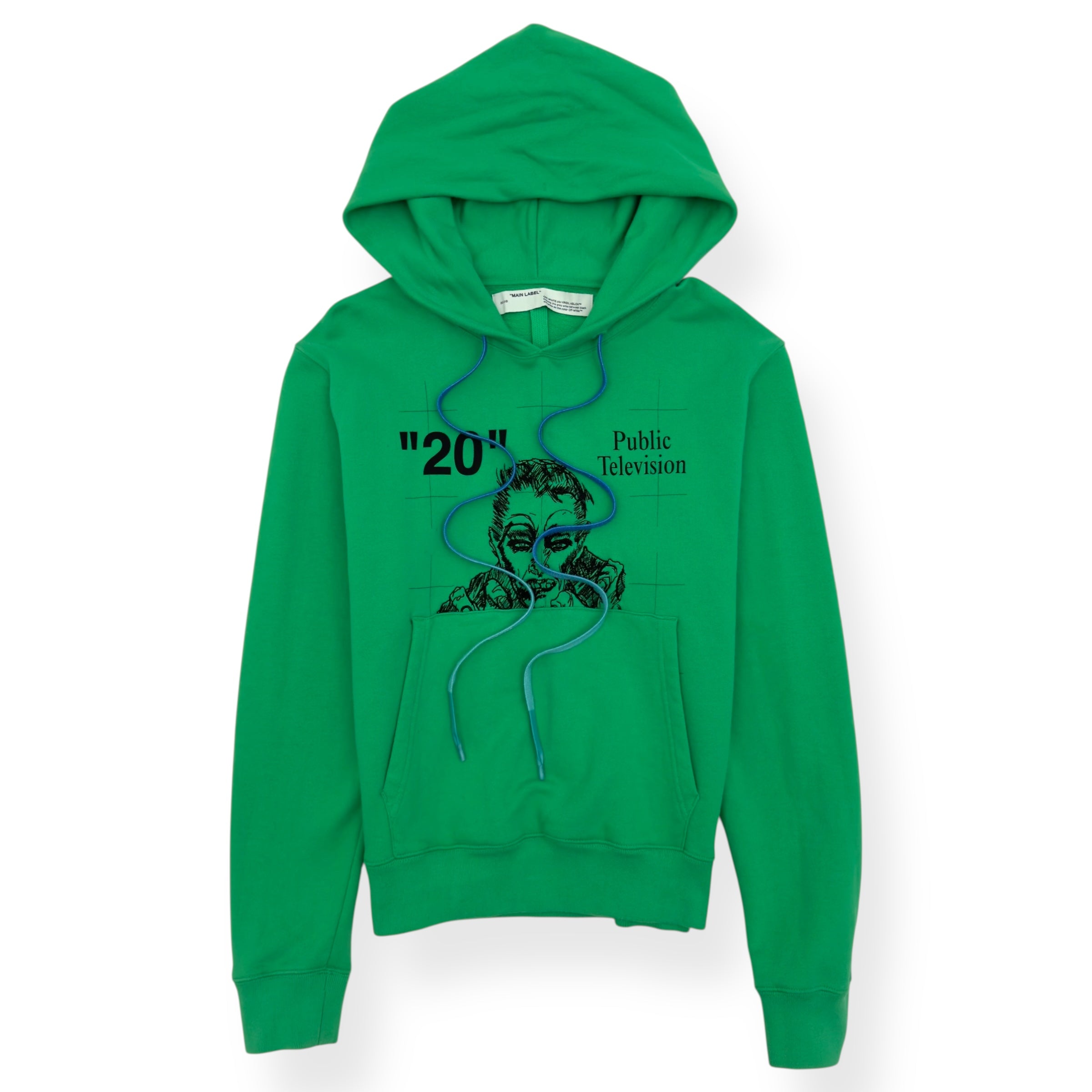 OFF-WHITE PUBLIC TELEVISION HOODIE GREEN / BLACK L