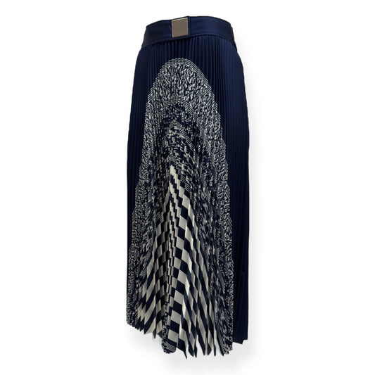 CARVEN PLEATED ABSTRACT LONG SKIRT BLUE 40 / UK12