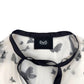 DOLCE & GABBANA BICOLOUR BUTTERFLY PRINT SHEER SILK BOW DETIAL BLOUSE BLACK / WHITE 44 / UK12