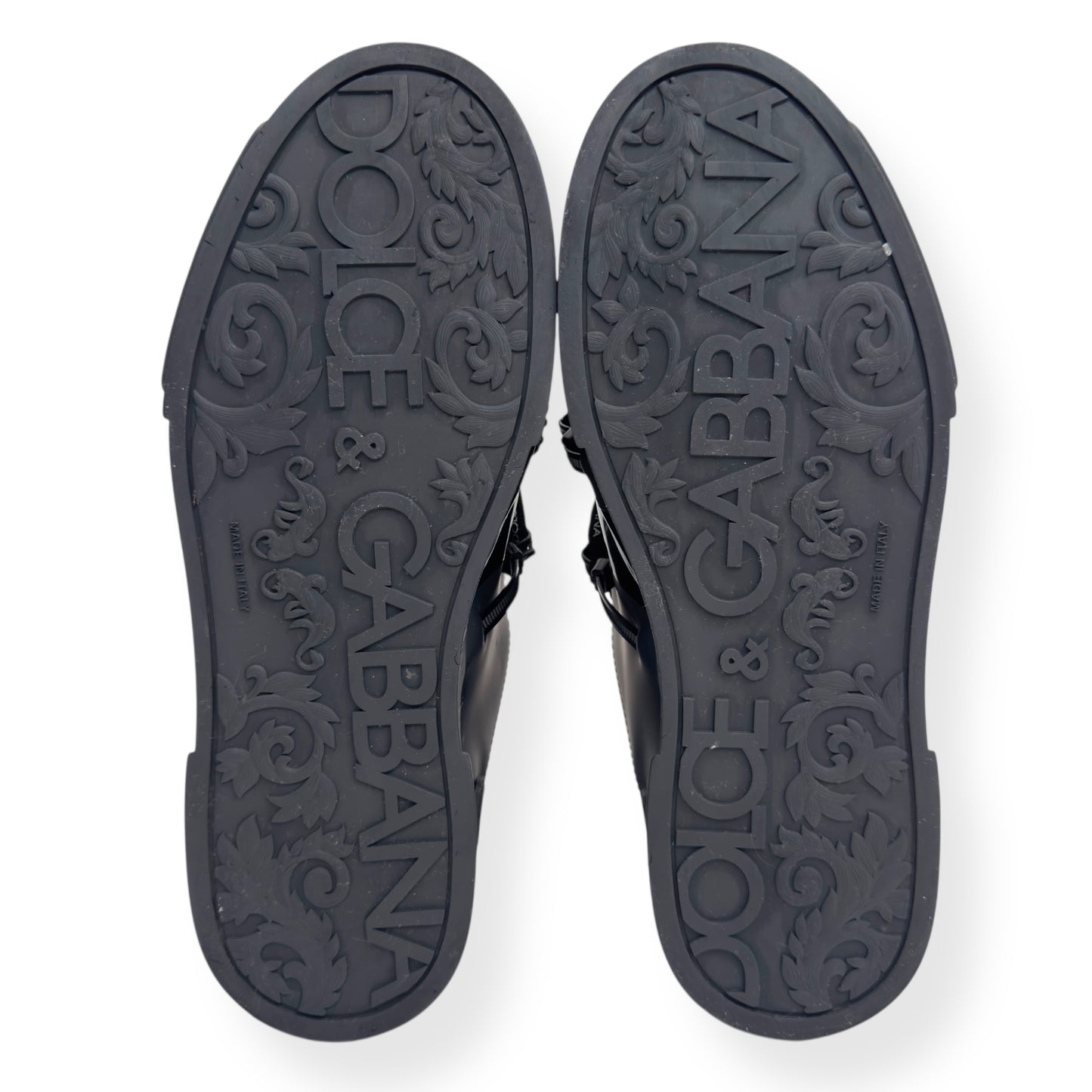 DOLCE & GABBANA PORTOFINO LEATHER SNEAKER BLACK UK9.5