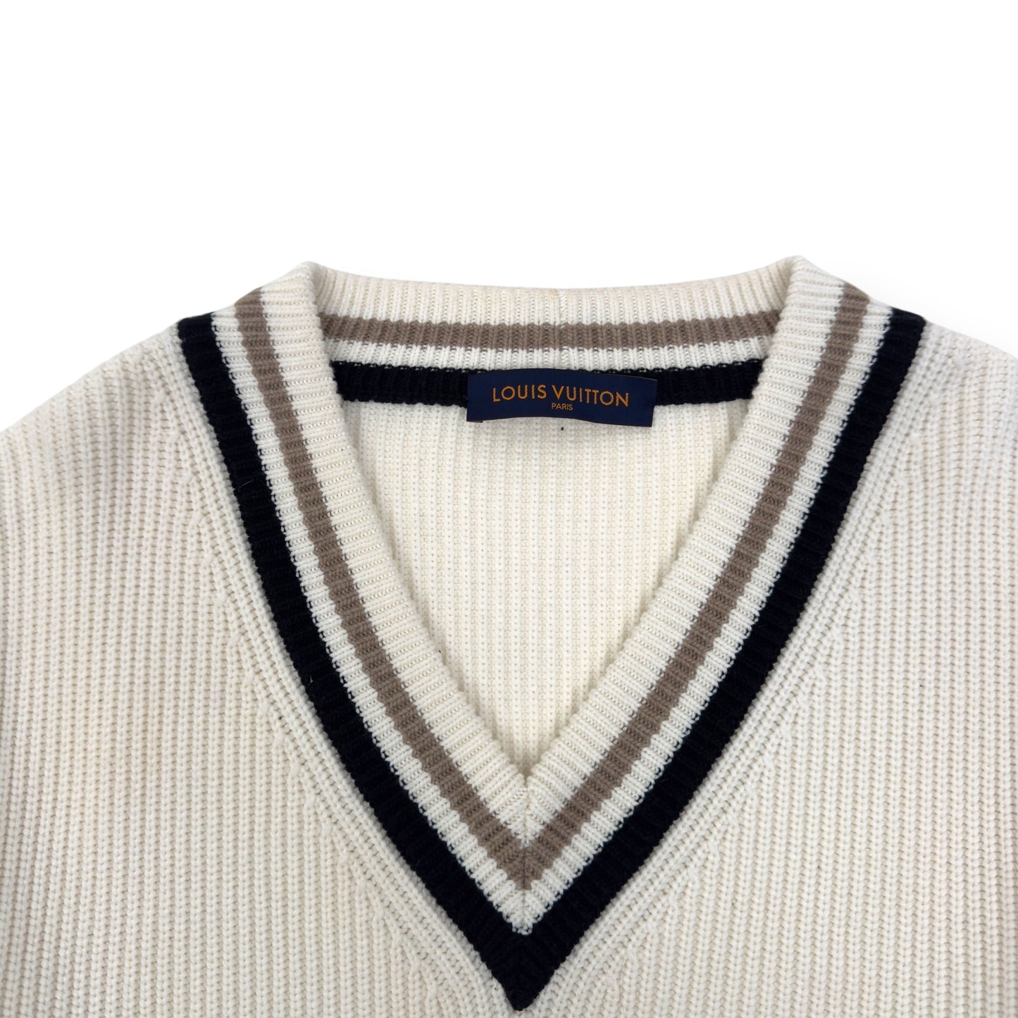 LOUIS VUITTON OVERSIZED V-NECK WOOL SWEATER WHITE S