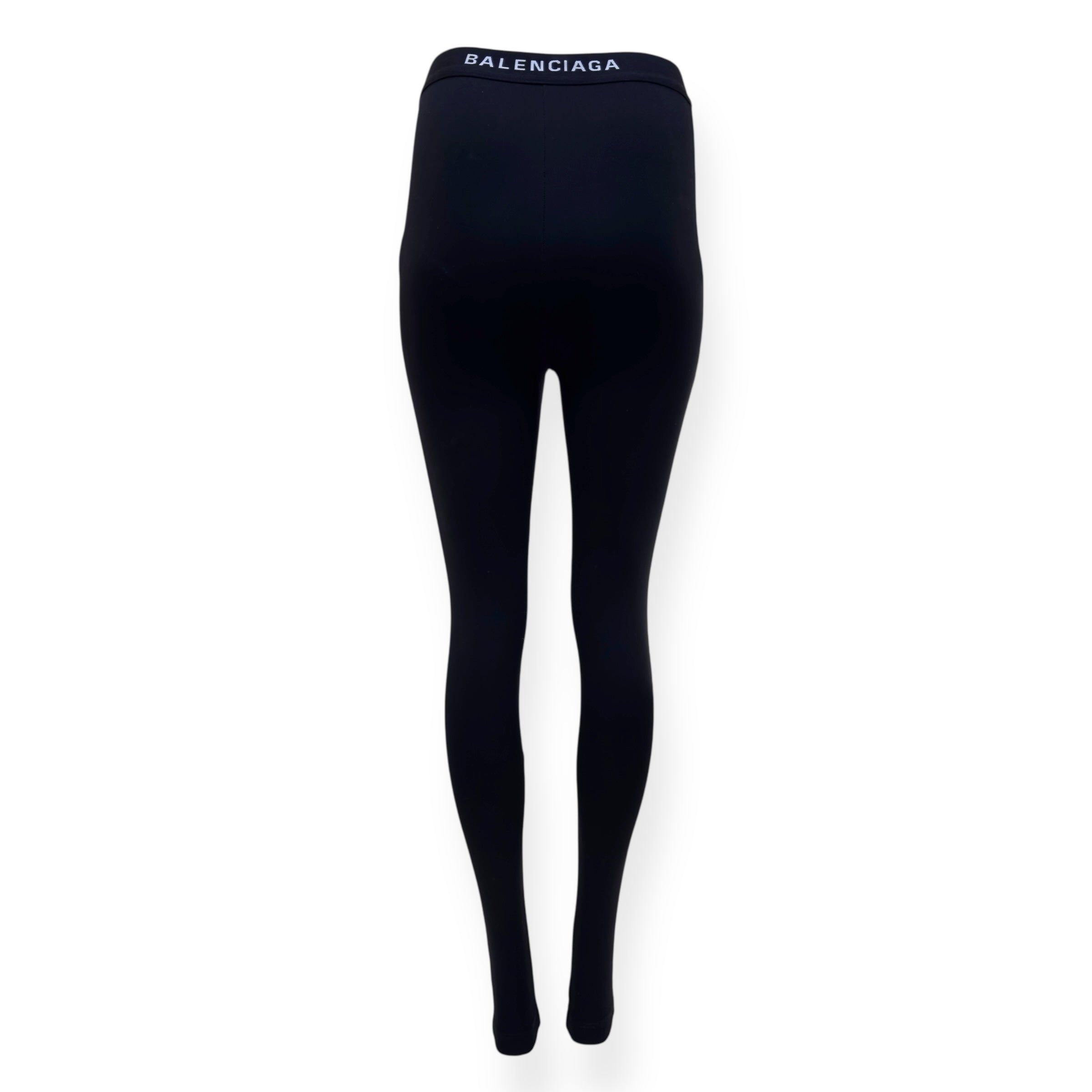 BALENCIAGA LOGO-PRINT STRETCH-JERSEY LEGGINGS BLACK 34 / XS