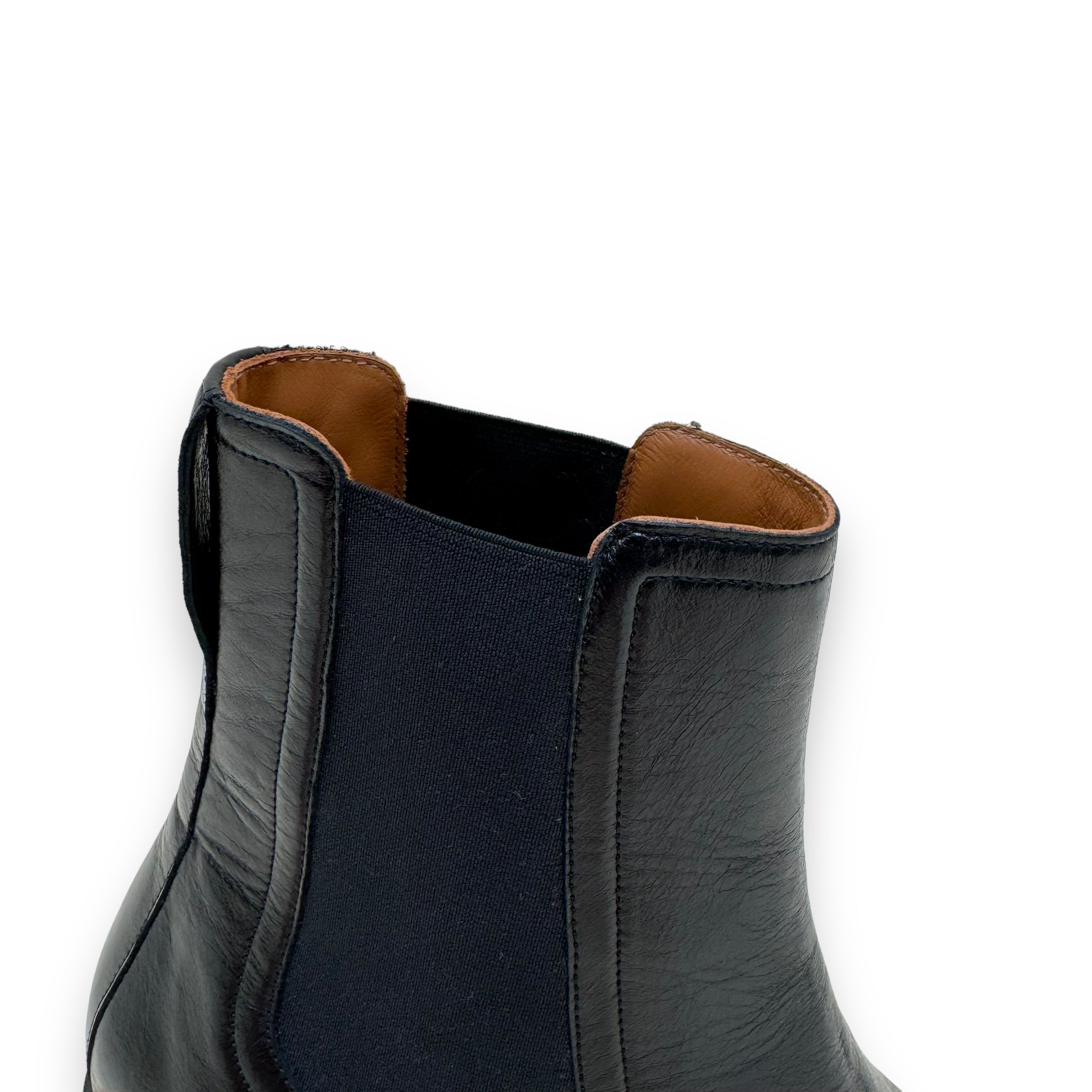 MARNI RIDGED-SOLE LEATHER ANKLE BOOTS BLACK UK11