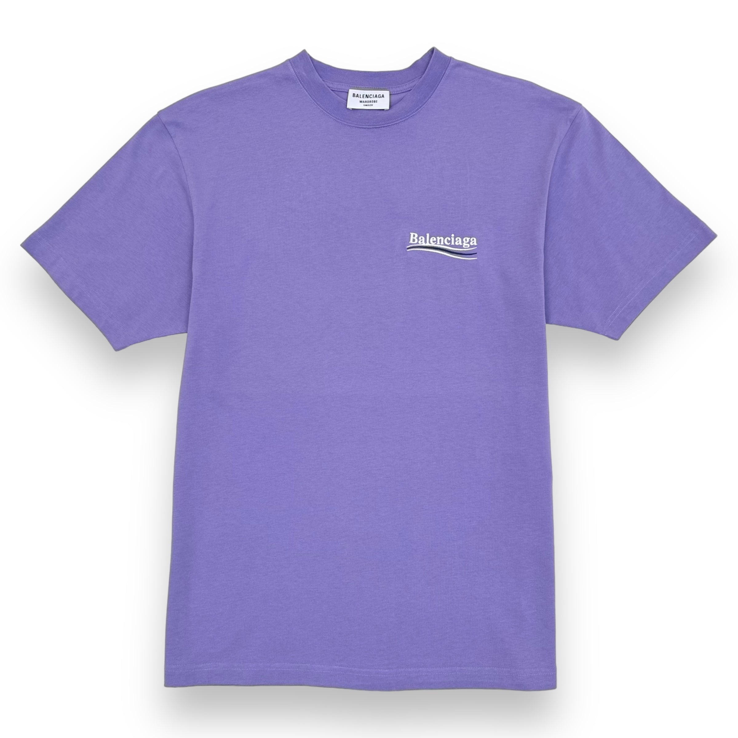 BALENCIAGA OVERSIZED POLITICAL LOGO T-SHIRT LAVENDER XXS