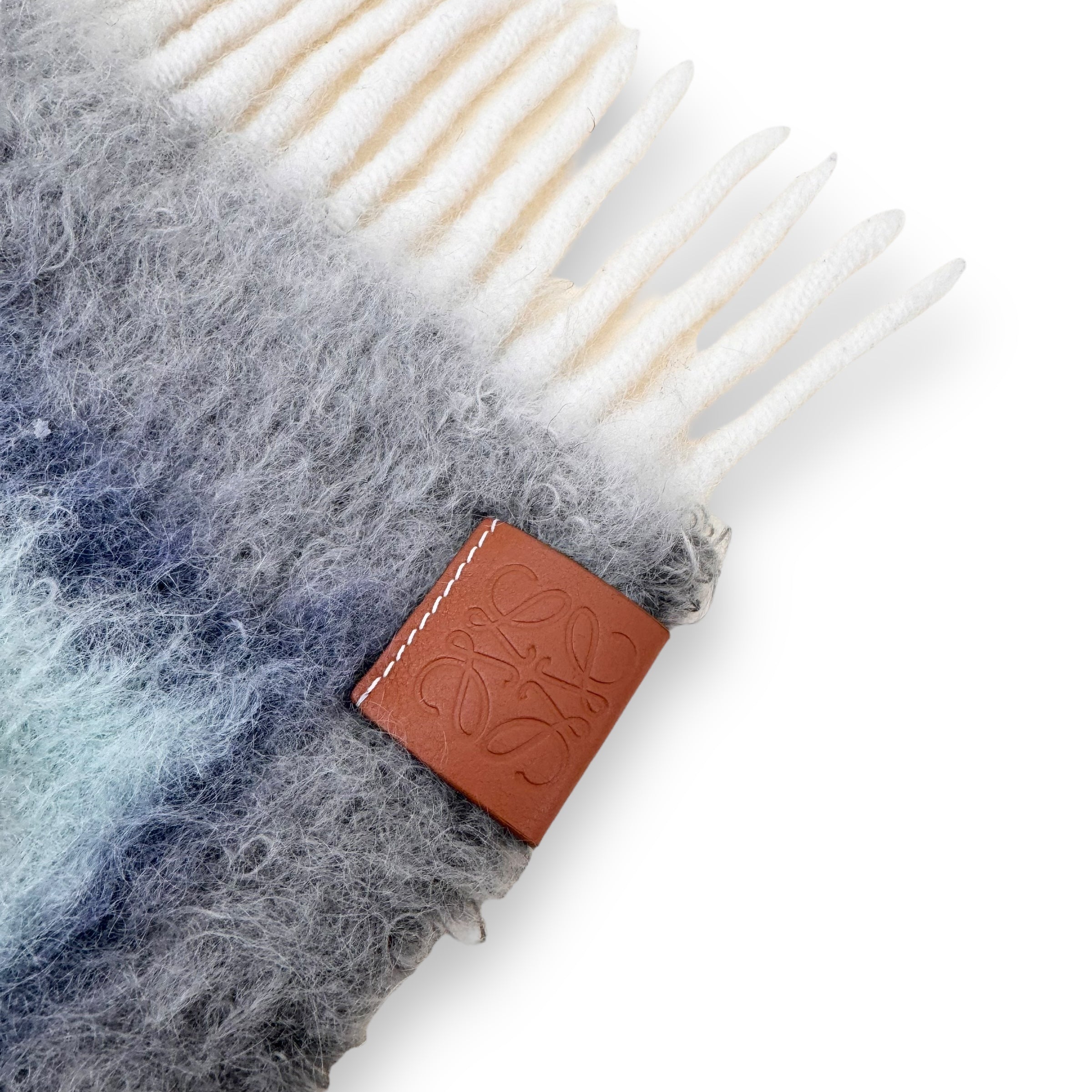 LOEWE WOOL-BLEND LOGO SCARF BLUE / GREY O/S