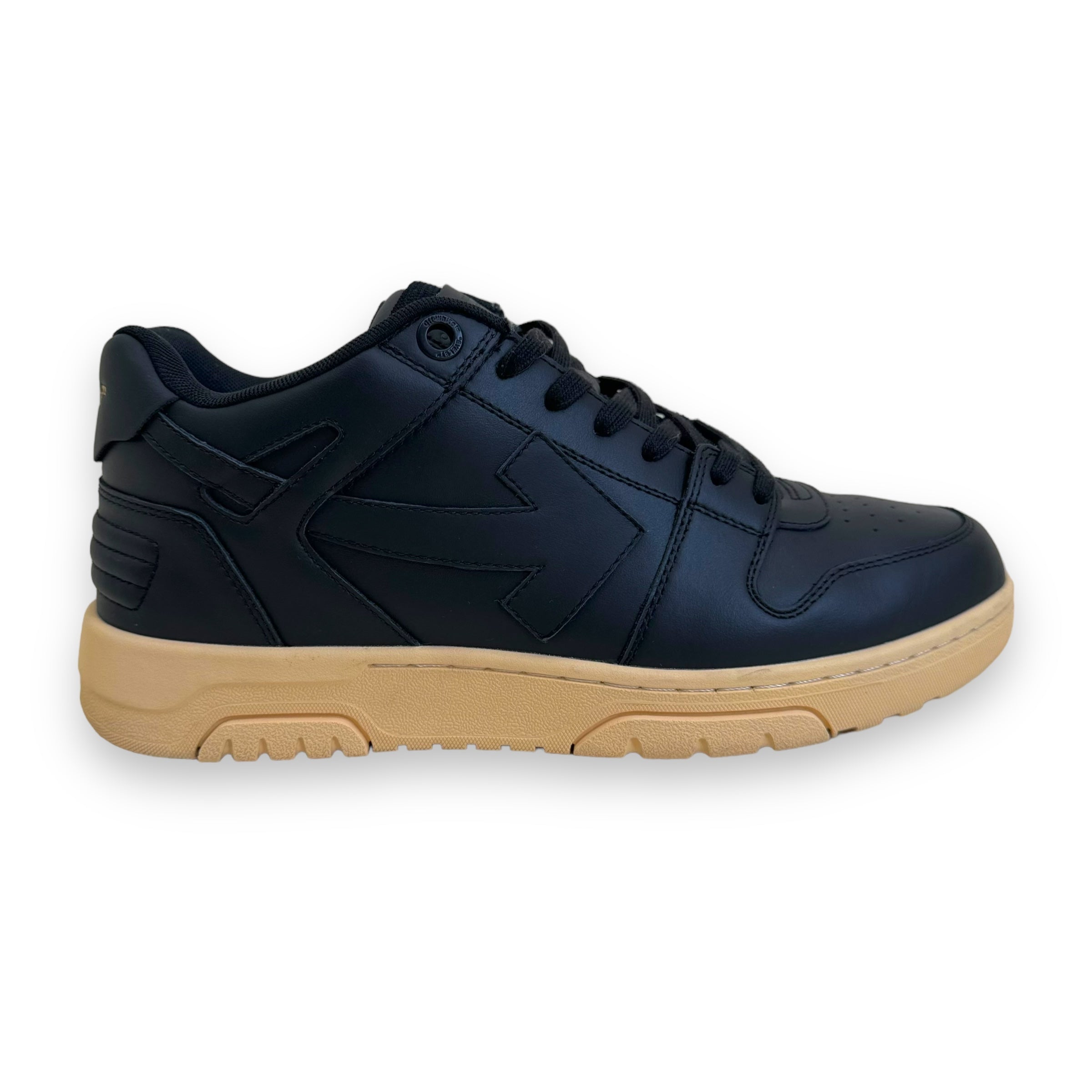 OFF-WHITE OUT OF OFFICE LEATHER LOW TOP SNEAKER BLACK UK10