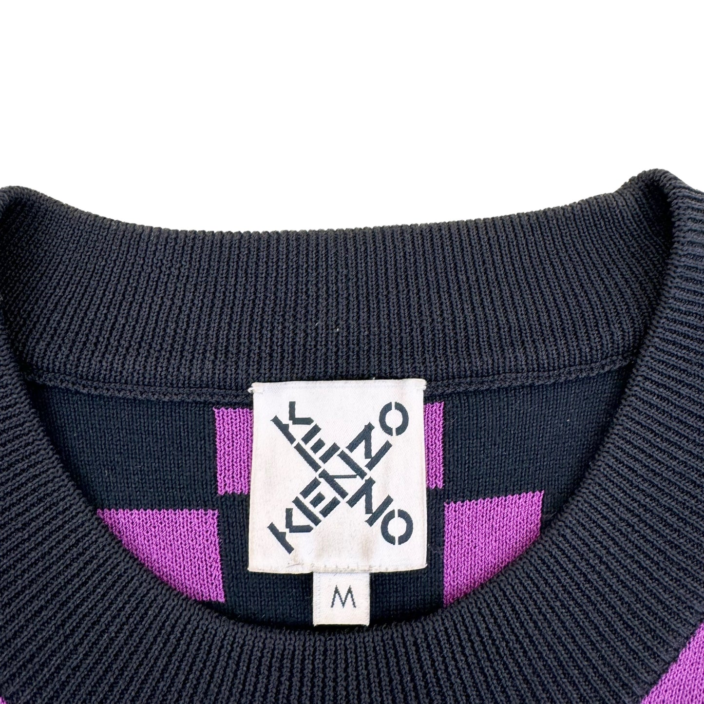 KENZO LOGO-INTARSIA KNITTED SWEATSHIRT PURPLE M