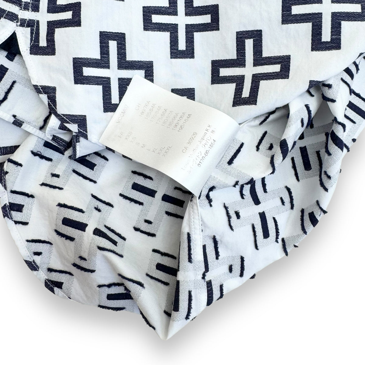 LOUIS VUITTON LV CROSS LONG SLEEVE SHIRT WHITE / BLUE XL