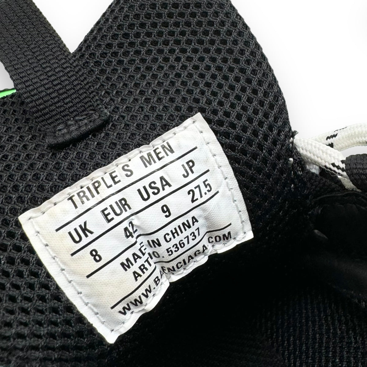 BALENCIAGA TRIPLE S SNEAKER BLACK / GREEN / WHITE UK8