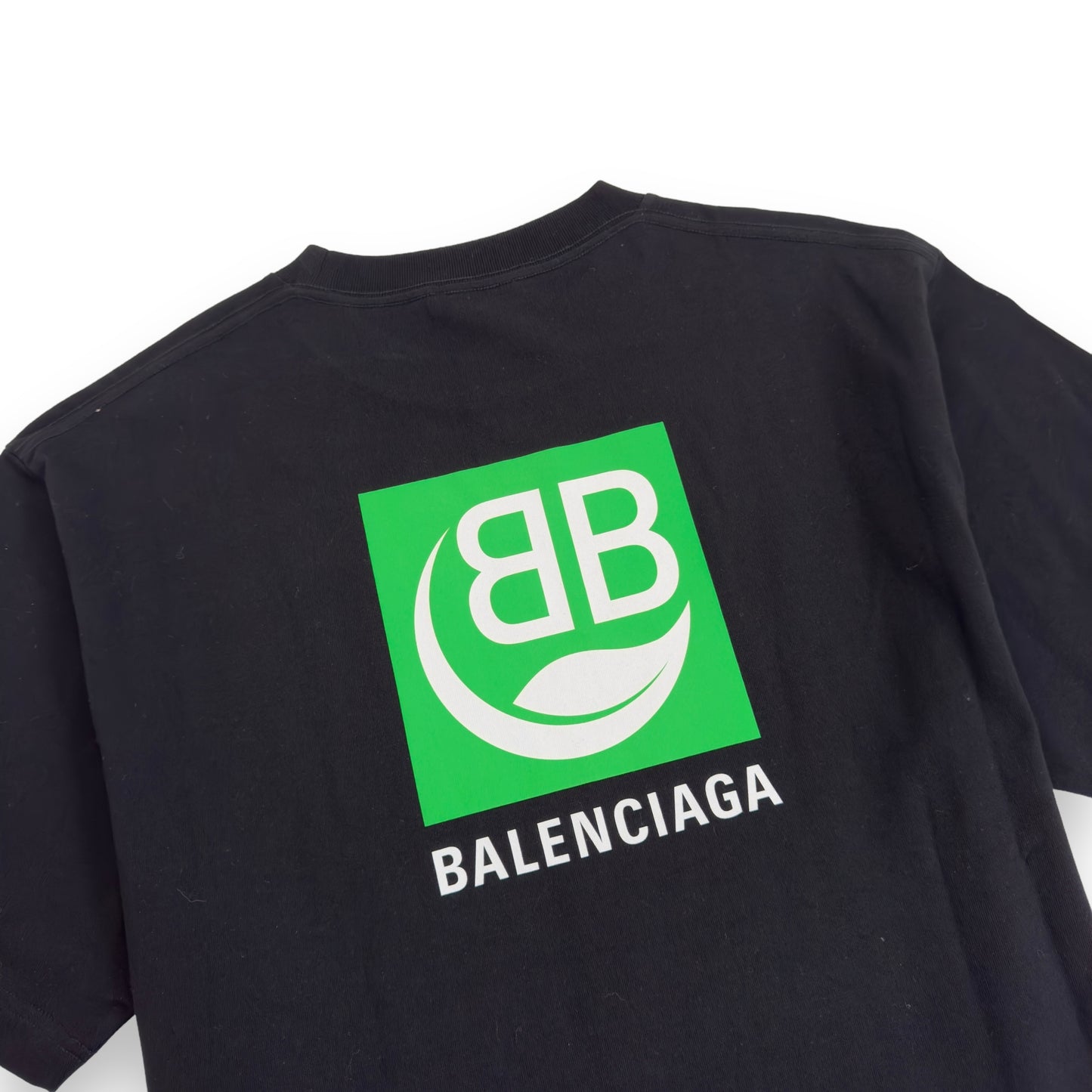 BALENCIAGA BIO-LOGO COTTON T-SHIRT BLACK / GREEN M