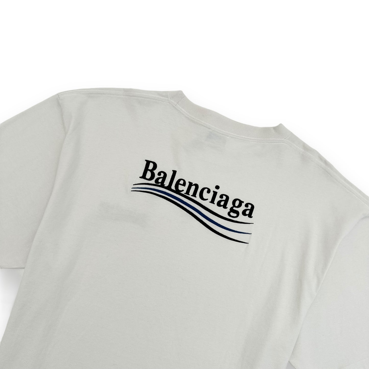 BALENCIAGA OVERSIZED EMBROIDERED LOGO T-SHIRT WHITE L