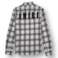 AMIRI FLANNEL LOGO APPLIQUÉ BRUSHED COTTON SHIRT BLUE / BLACK M