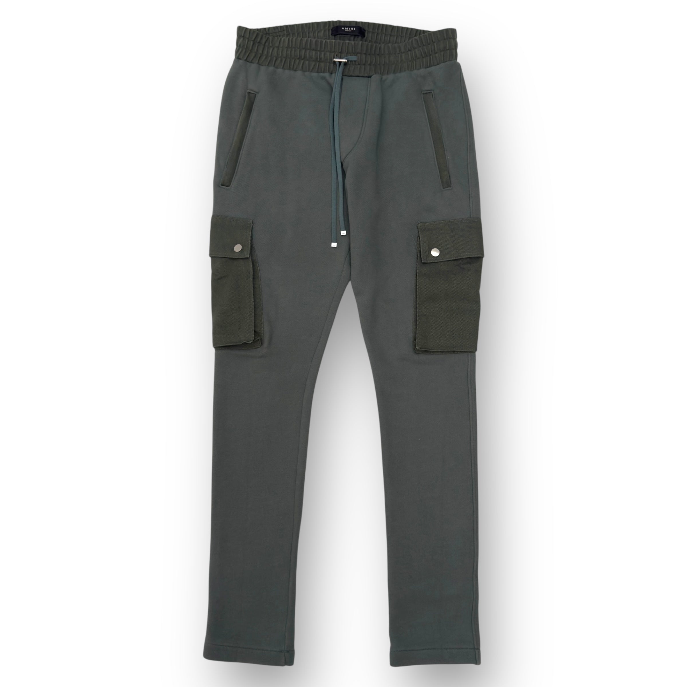 AMIRI COTTON KNIT CARGO SWEATPANTS GREEN M