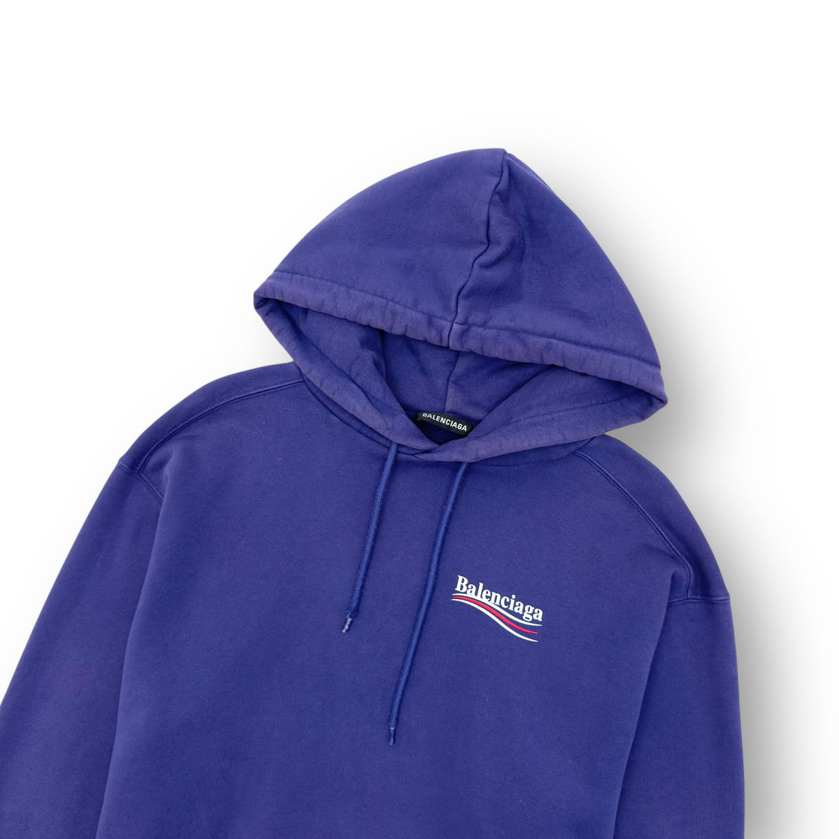 BALENCIAGA POLITICAL LOGO HOODIE BLUE L