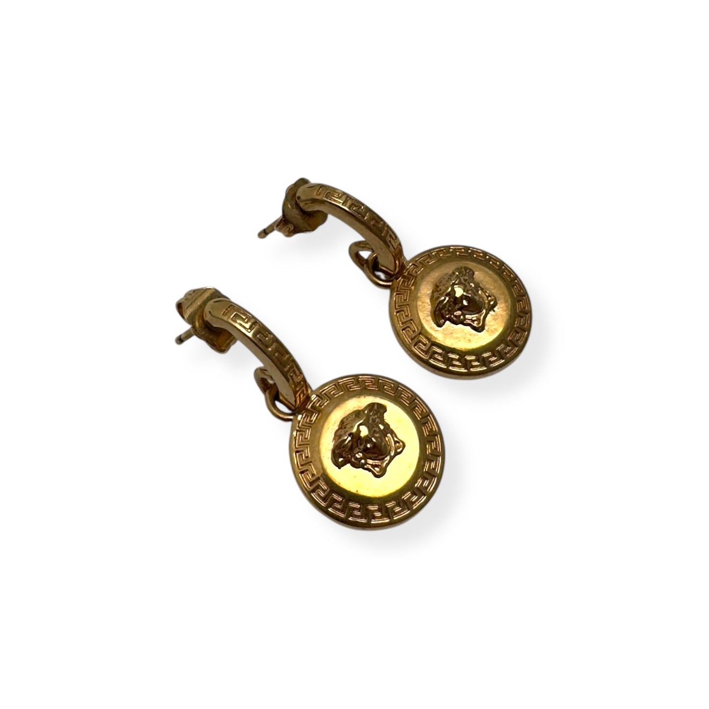VERSACE WOMENS TRIBUTE MEDUSA STUD EARRINGS GOLD
