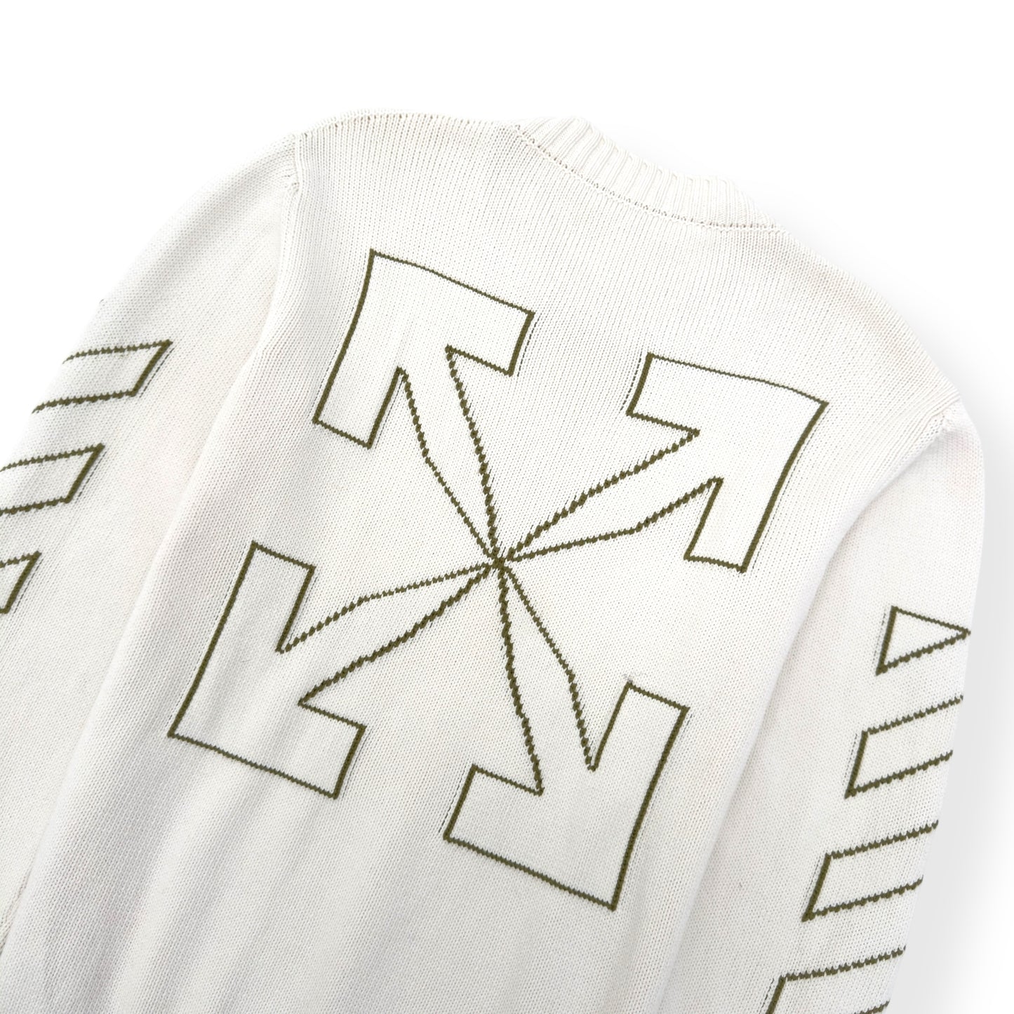 OFF-WHITE ARROW DIAG OUTLINE KNITTED SWEATER TOFU / GREEN XL