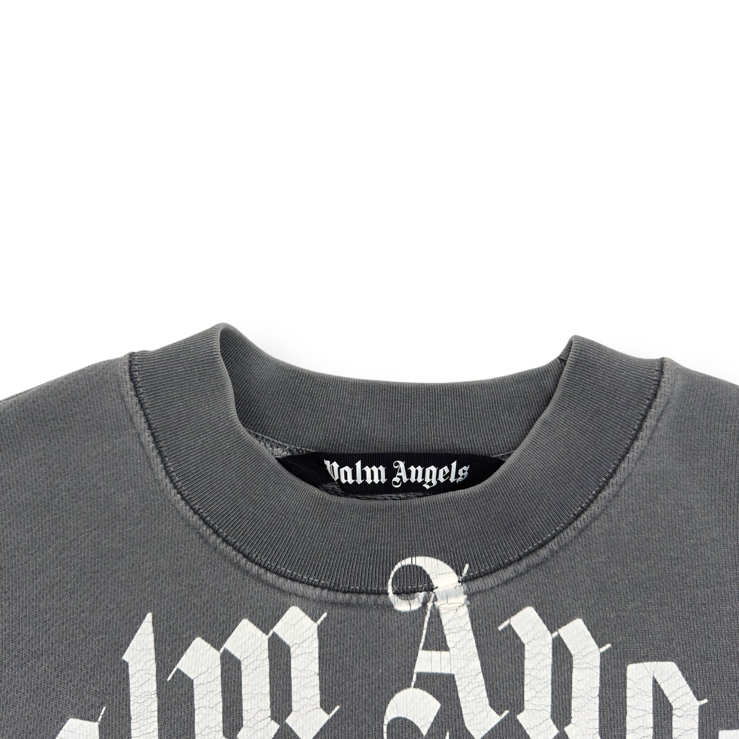 PALM ANGELS CURVED LOGO SWEATSHIRT GREY / WHITE S