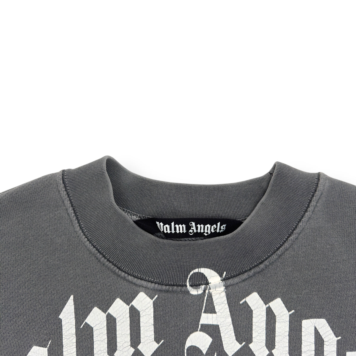 PALM ANGELS CURVED LOGO SWEATSHIRT GREY / WHITE S