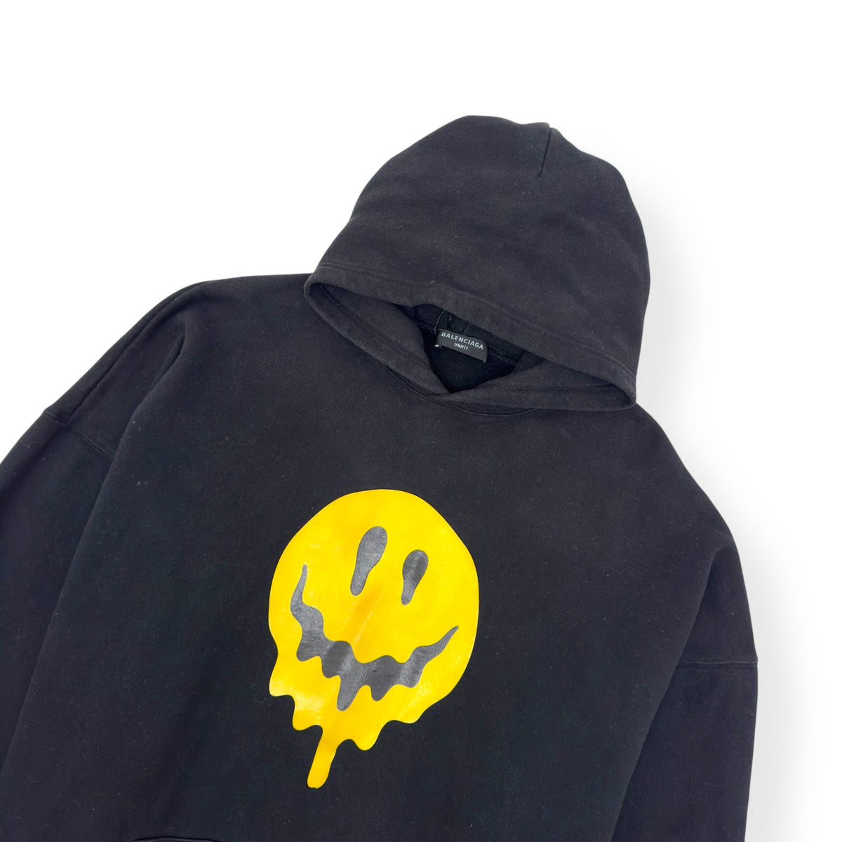 BALENCIAGA SMILEY HOODIE BLACK / YELLOW M