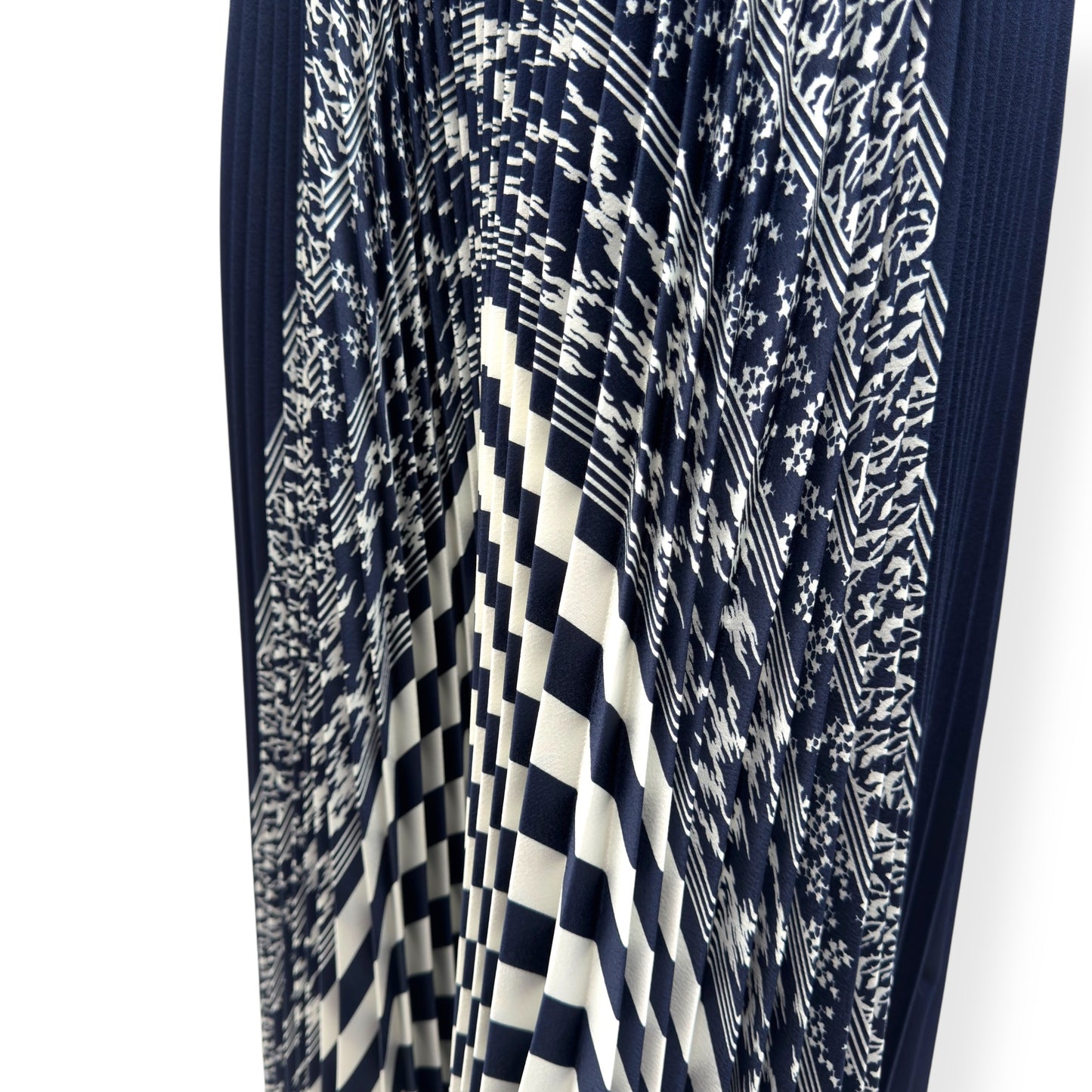 CARVEN PLEATED ABSTRACT LONG SKIRT BLUE 40 / UK12