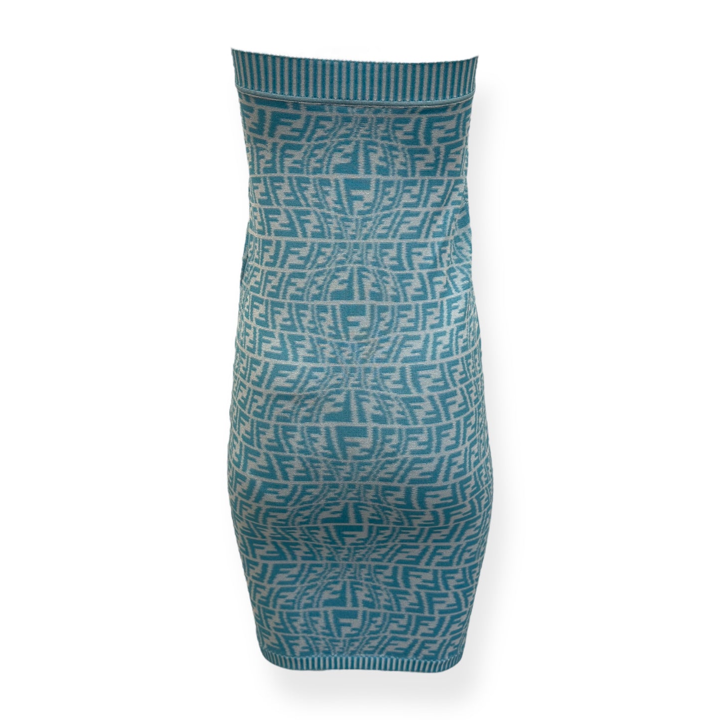 FENDI FF VERTIGO-JACQUARD KNIT MINI DRESS BLUE / WHITE 36 / XS