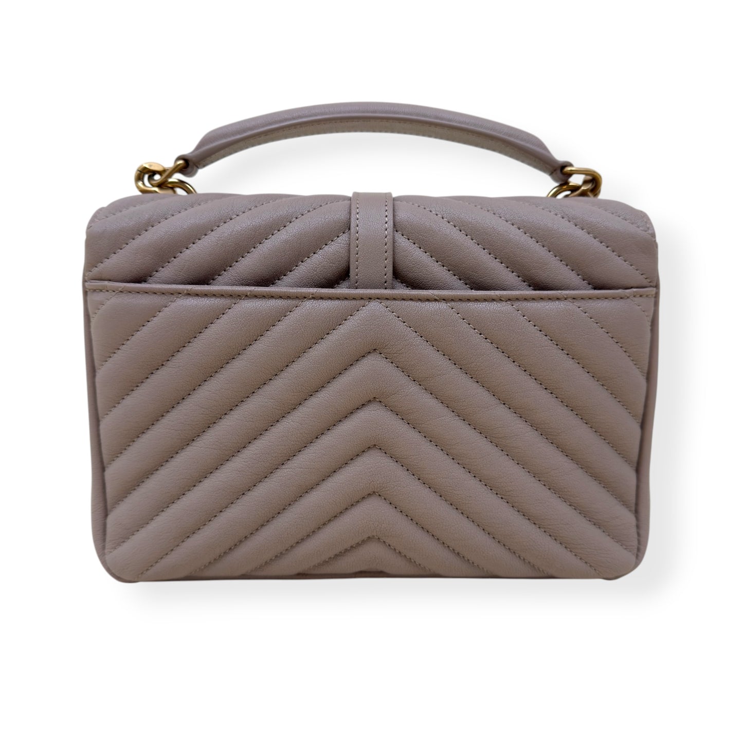 SAINT LAURENT COLLEGE LEATHER SHOULDER BAG BEIGE M