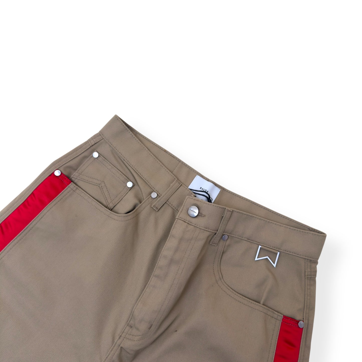 RHUDE X HARRODS BERMUDA SHORTS BEIGE / RED M