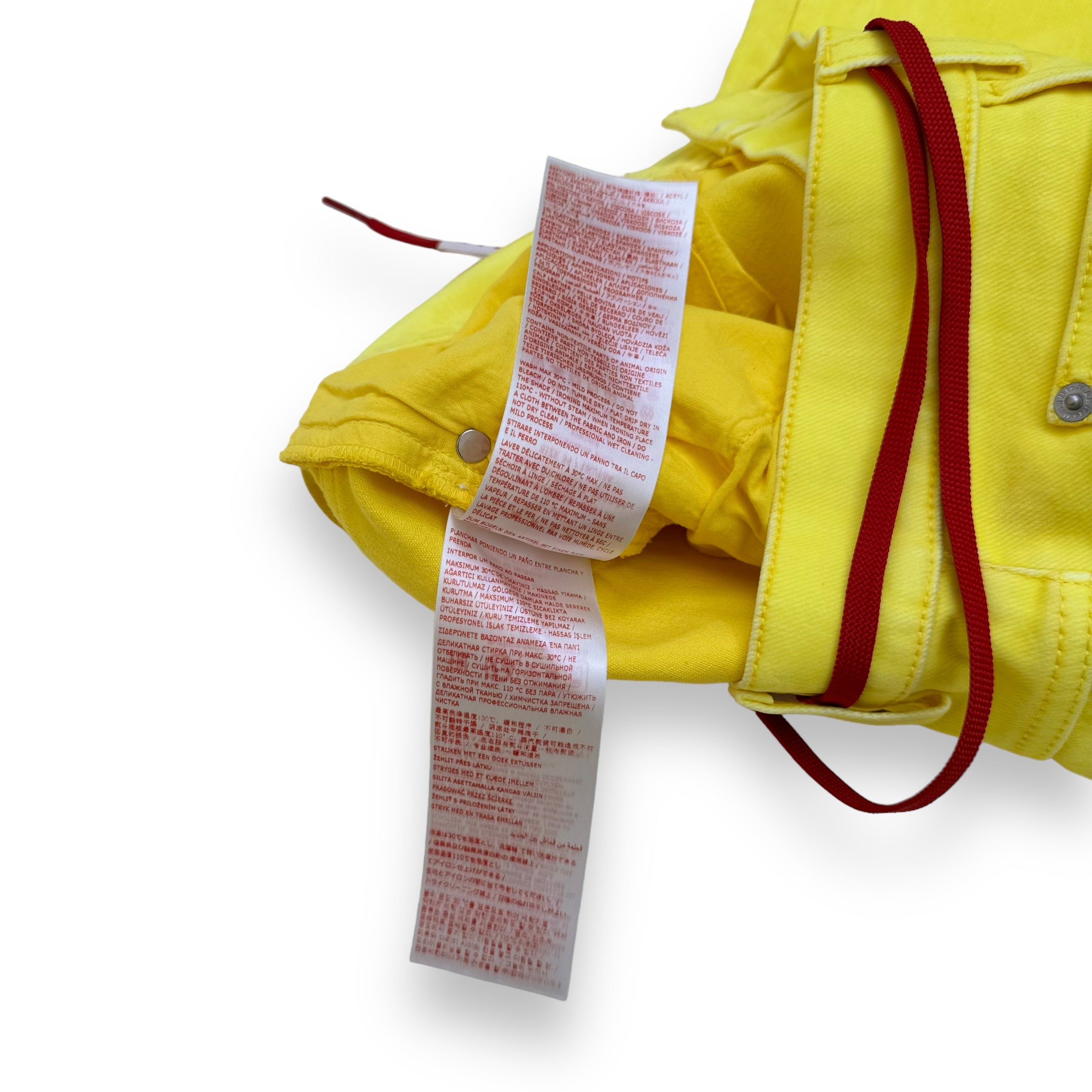 MARNI LOGO-PATCH STRETCH-COTTON FLARED TROUSERS YELLOW 34”