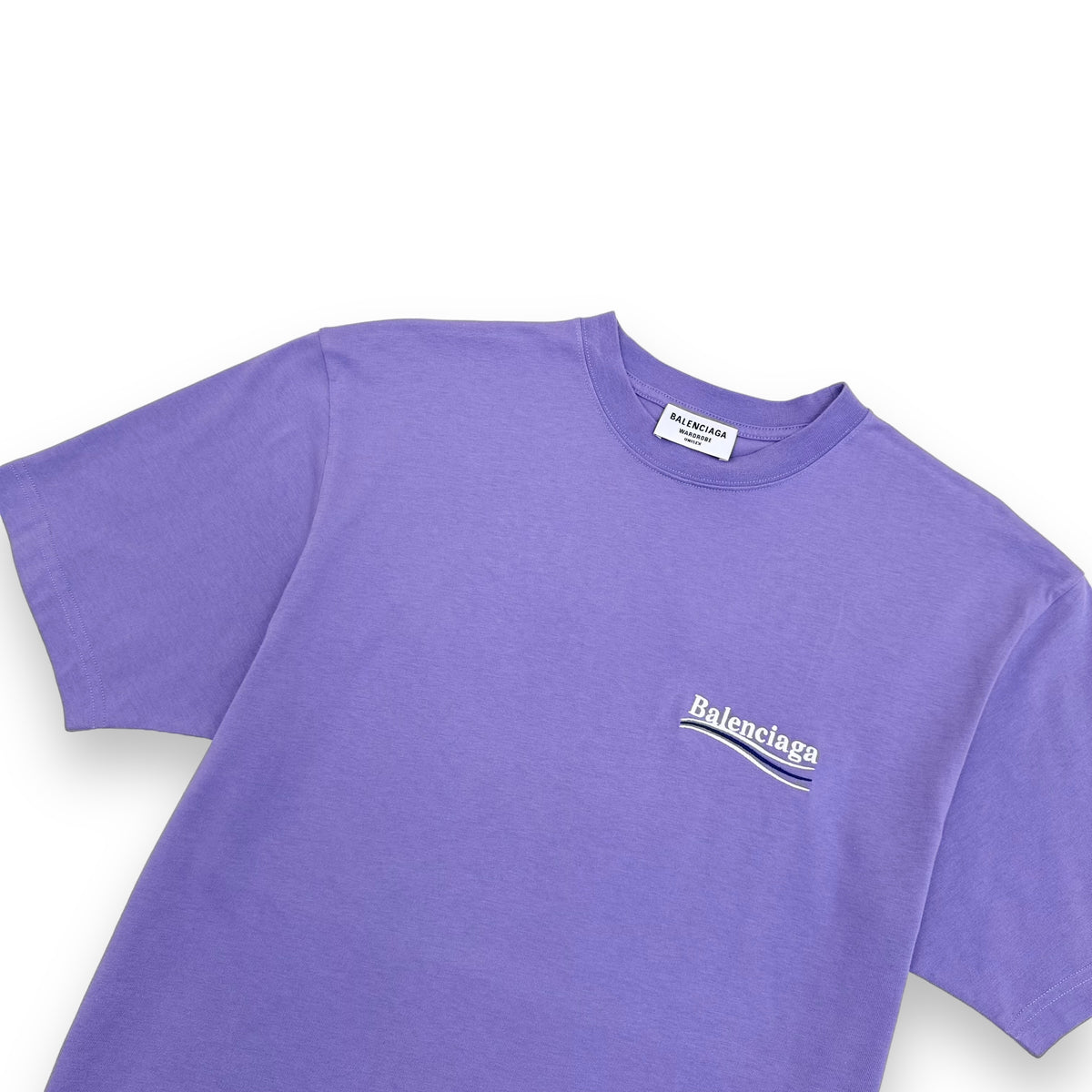 BALENCIAGA OVERSIZED POLITICAL LOGO T-SHIRT LAVENDER XXS