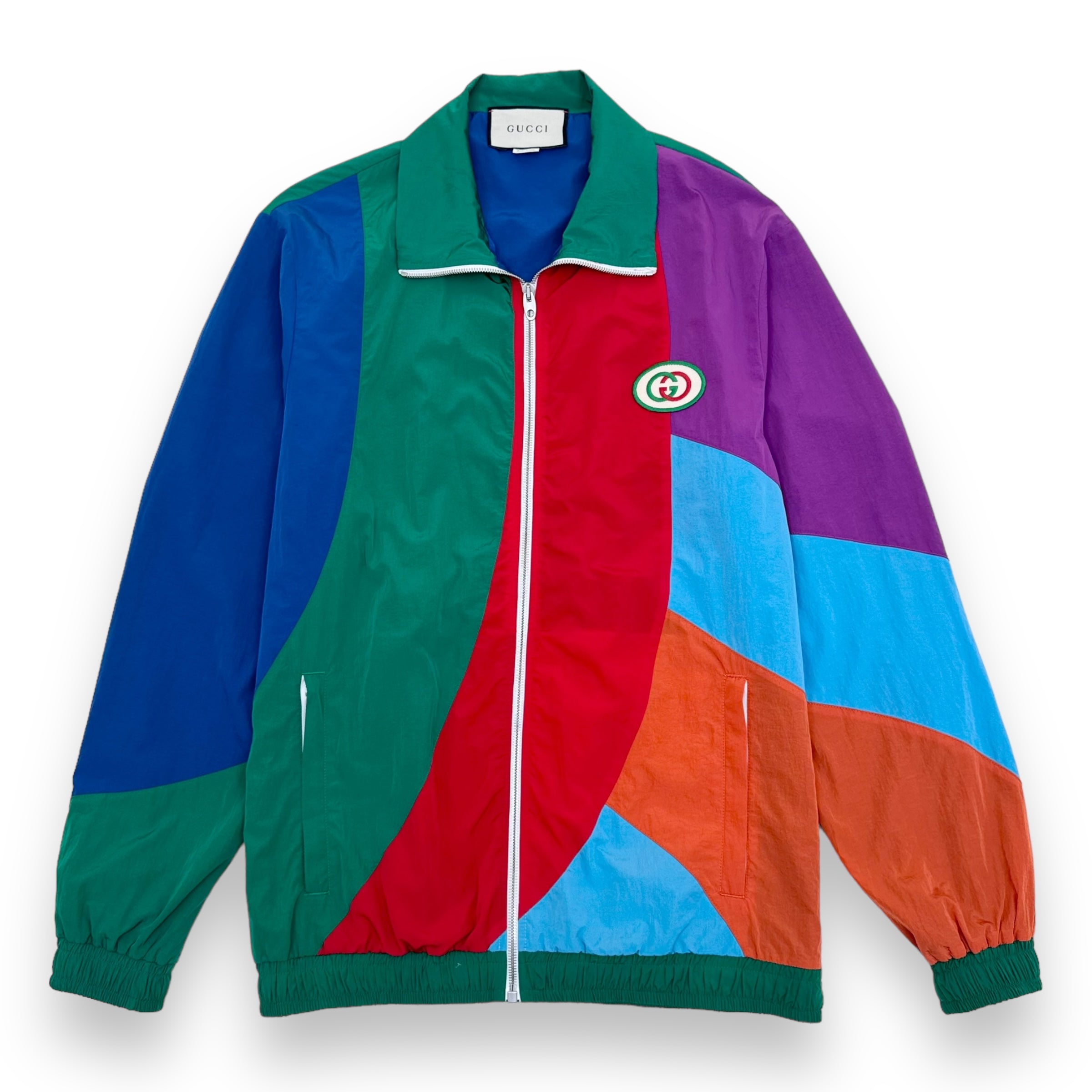 GUCCI GEOMETRIC OVERSIZED ZIP-UP TRACK JACKET MULTICOLOURED XS