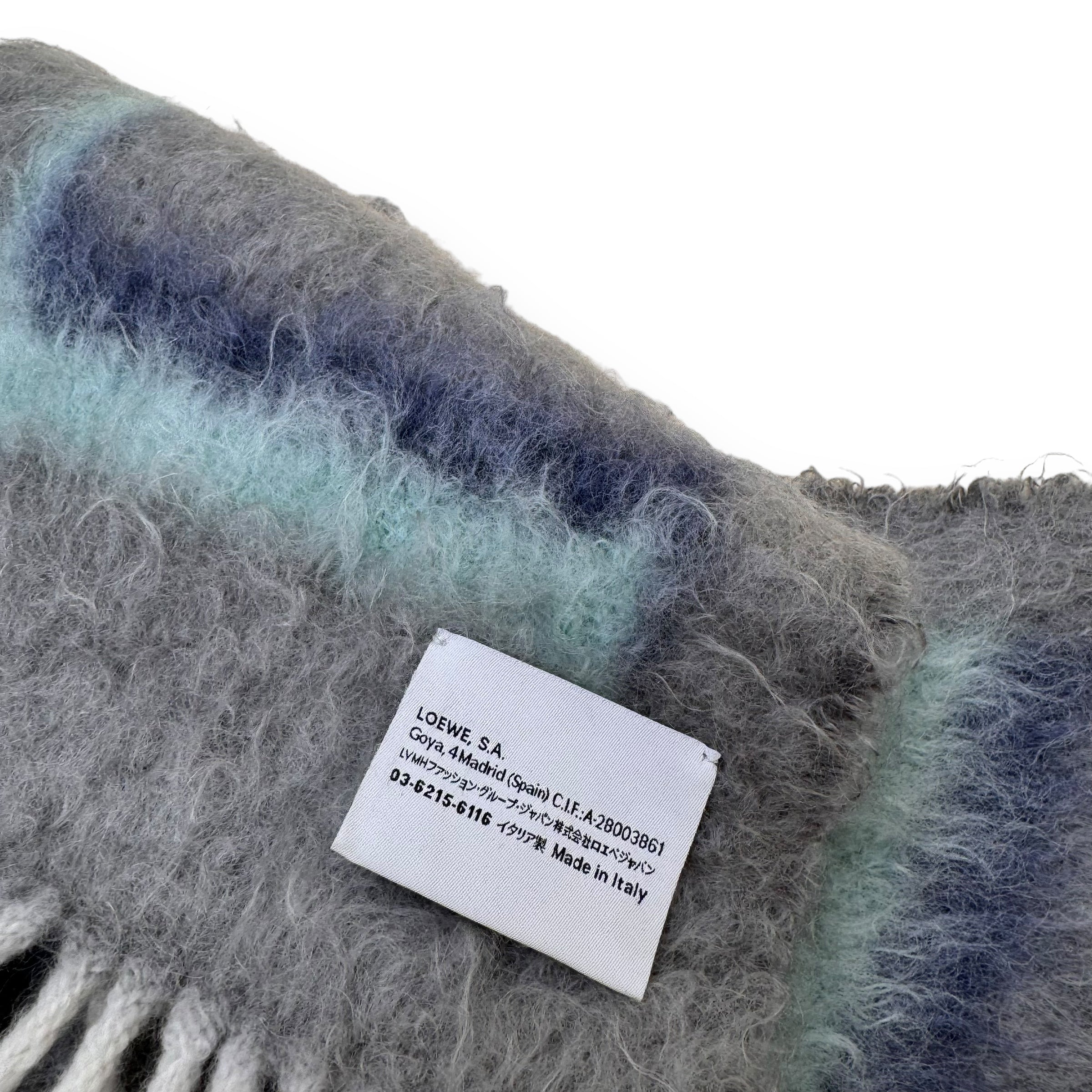 LOEWE WOOL-BLEND LOGO SCARF BLUE / GREY O/S