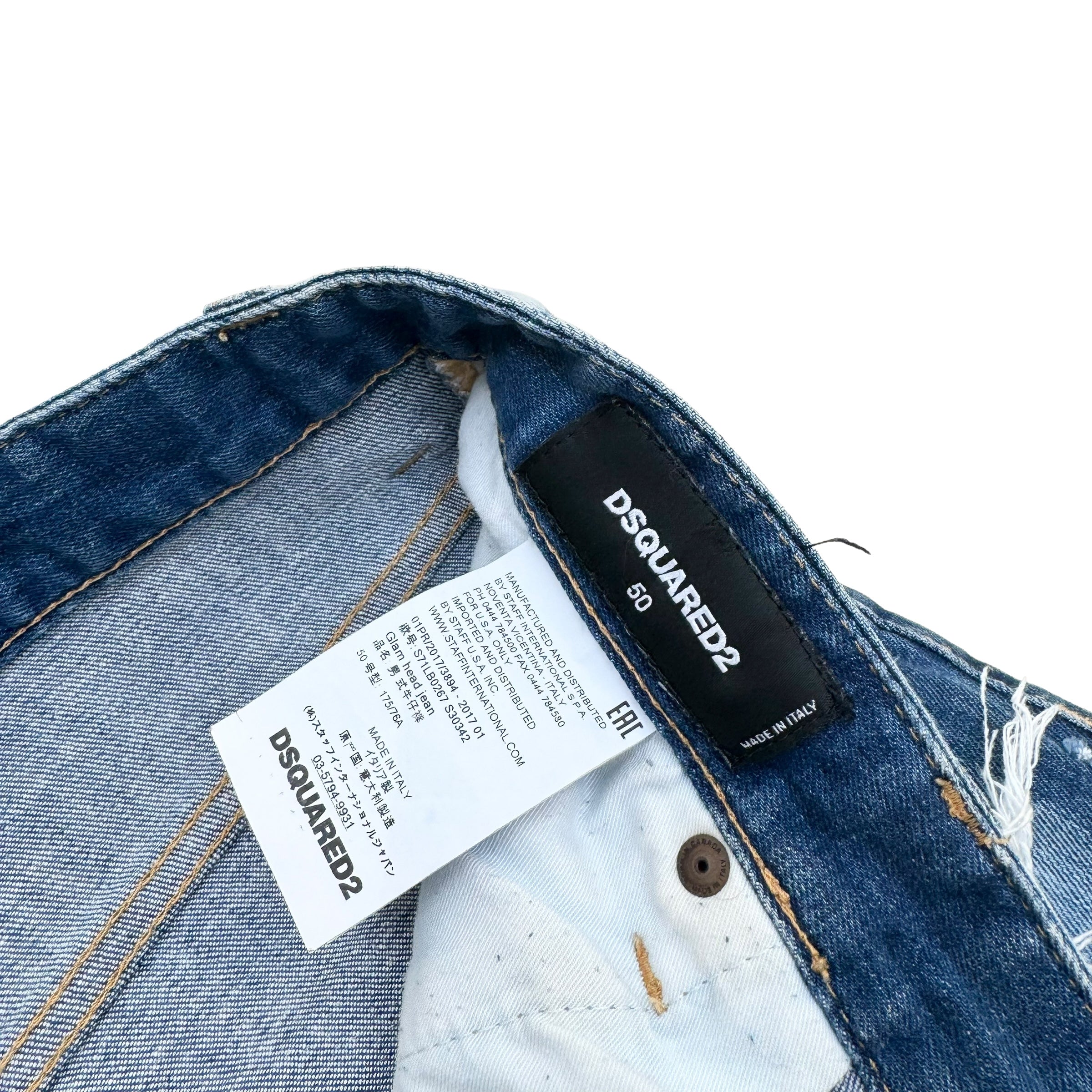 DSQUARED2 EXTREME RIP DISTRESSED SHORT DENIM JEANS L
