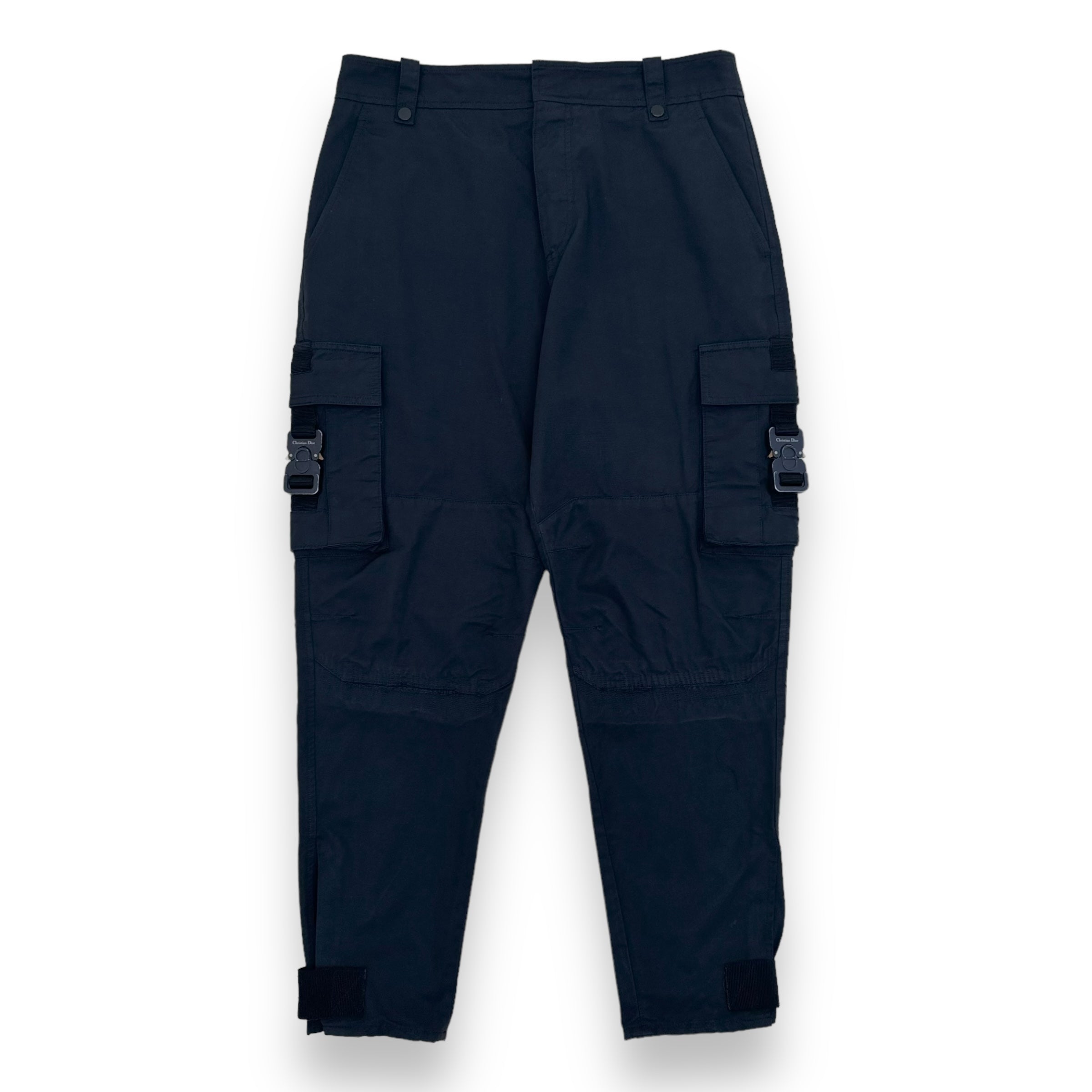 DIOR BUCKLE DETAILED CARGO TROUSERS BLACK L