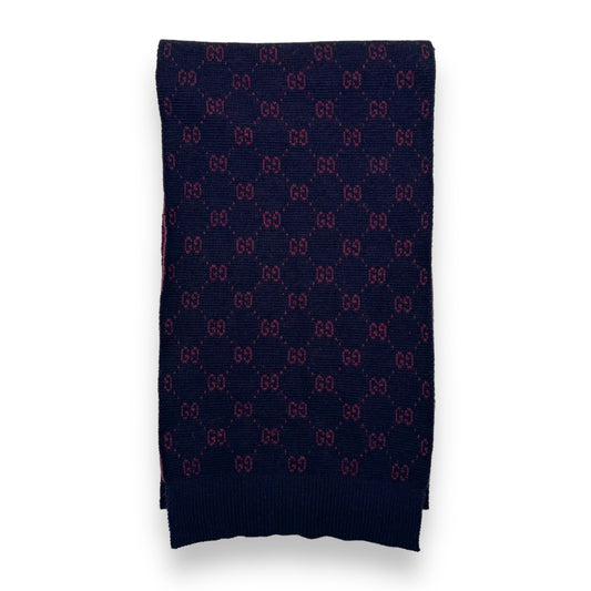 GUCCI GG WOOL SCARF NAVY / RED O/S