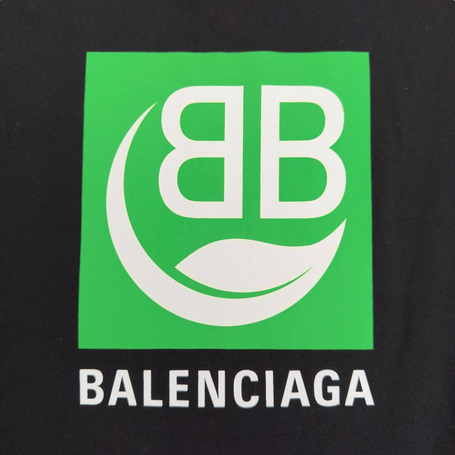 BALENCIAGA BIO-LOGO COTTON T-SHIRT BLACK / GREEN M