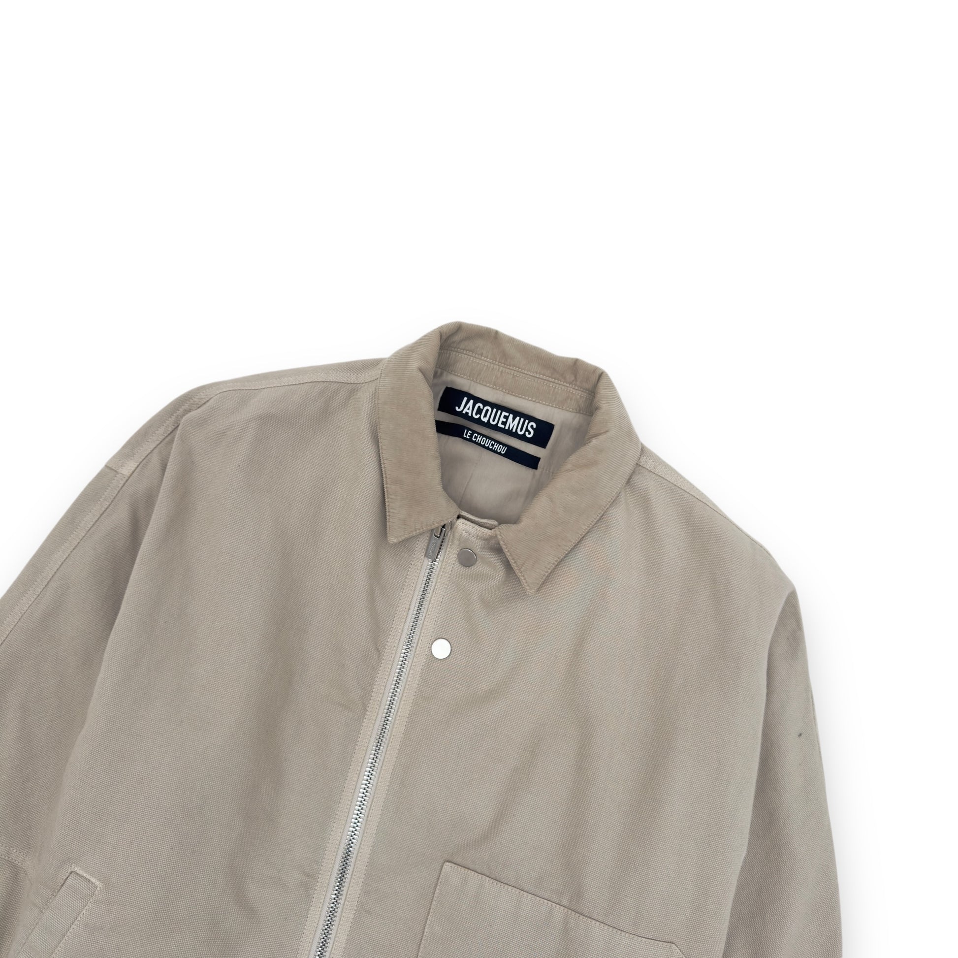 JACQUEMUS CROPPED LE BLOUSON TRIVELA UTILITY COTTON JACKET NATURAL