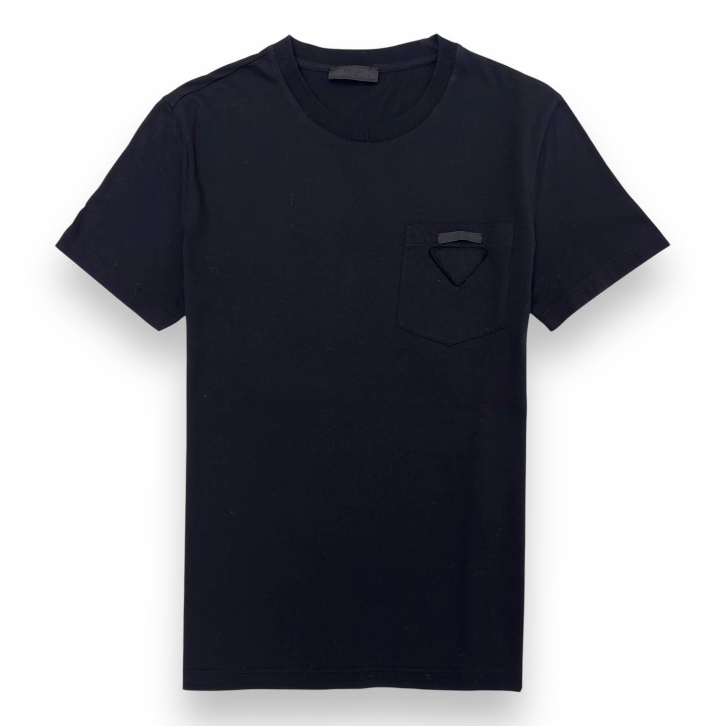 PRADA CHEST LOGO COTTON T-SHIRT BLACK M