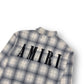 AMIRI FLANNEL LOGO APPLIQUÉ BRUSHED COTTON SHIRT BLUE / BLACK M