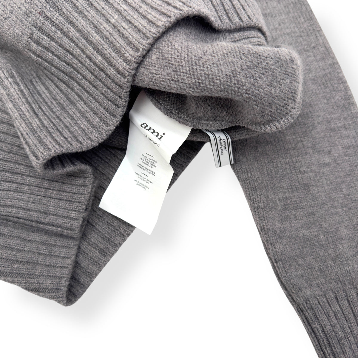 AMI PARIS AMI DE COEUR TURTLENECK SWEATER GREY / RED M