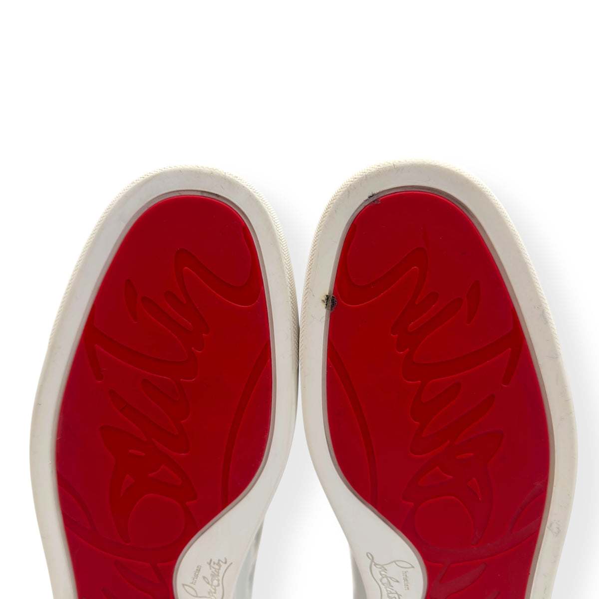 CHRISTIAN LOUBOUTIN LOU SPIKE FLAT CALF HIGH TOP SNEAKER WHITE UK10.5