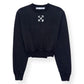 OFF-WHITE WOMENS LOGO PRINT CROPPED SWEATSHIRT BLACK / WHITE S
