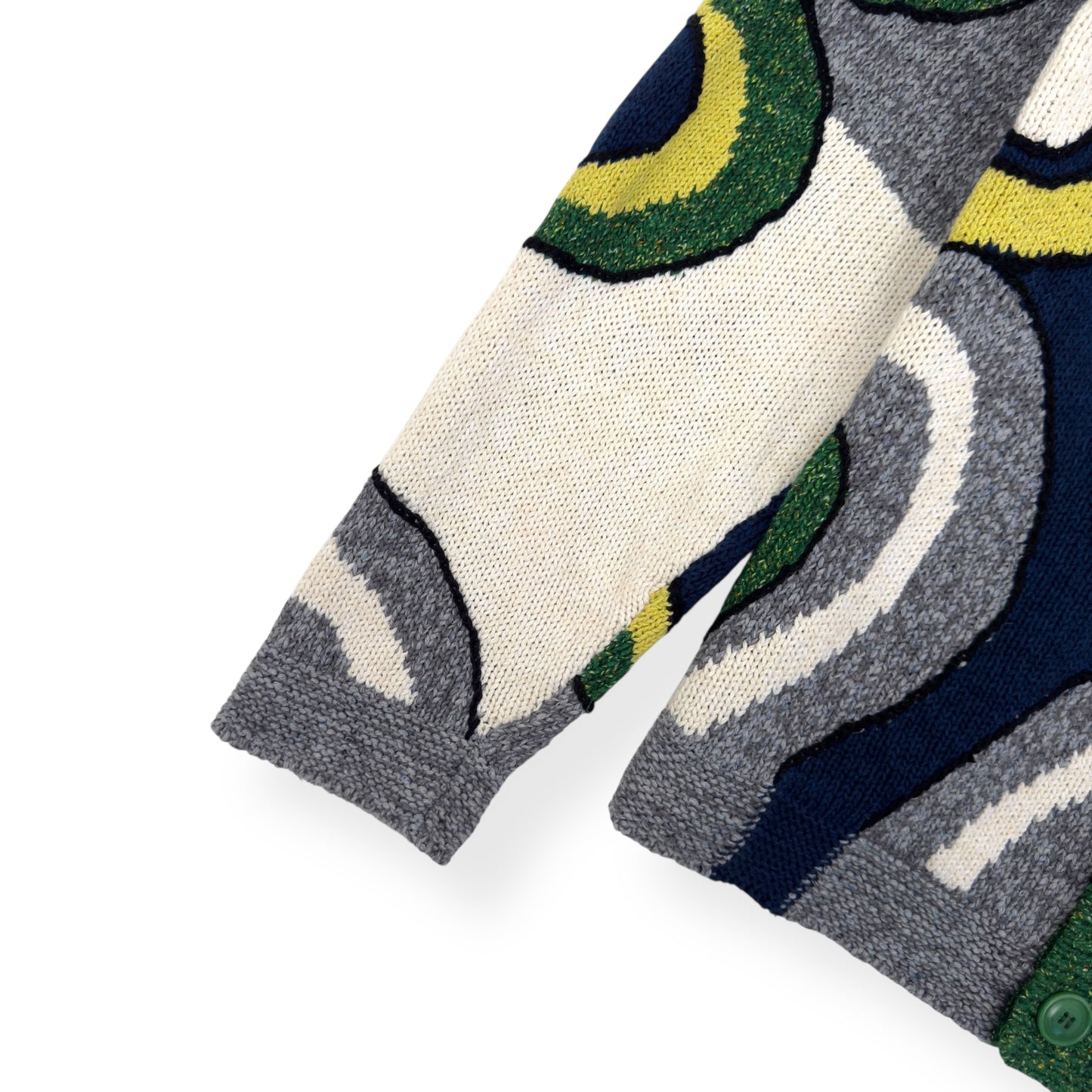 KENZO PARIS V-NECK ABSTRACT CARDIGAN GREEN / YELLOW L