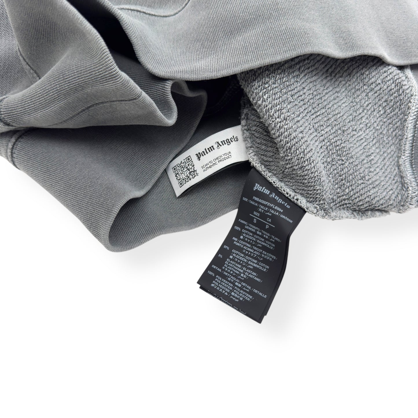 PALM ANGELS CURVED LOGO SWEATSHIRT GREY / WHITE S